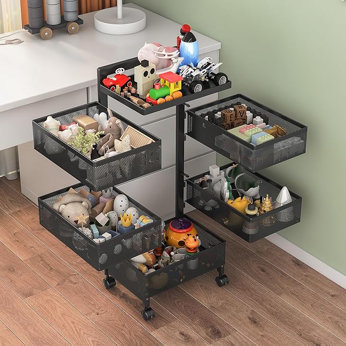 Rolling Rotating Storage Cart No Assembly Required，Bathroom Shelf Fruit and - Image 9