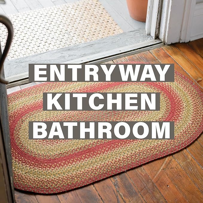Homespice Cider Barn Cranberry Red Braided Oval Rugs, 16x24 - Image 8
