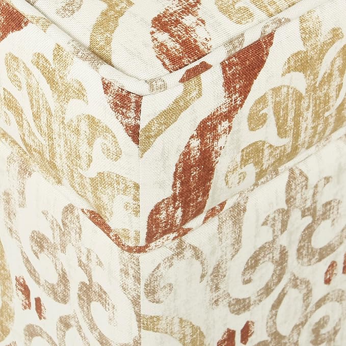 Square Ottoman - Burnt Orange and Cream Medallion - Image 7