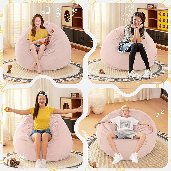 HABUTWAY 2FT Bean Bag Chair, Teardrop Bean Bag Chair Luxurious Velvet Ultra - Image 6
