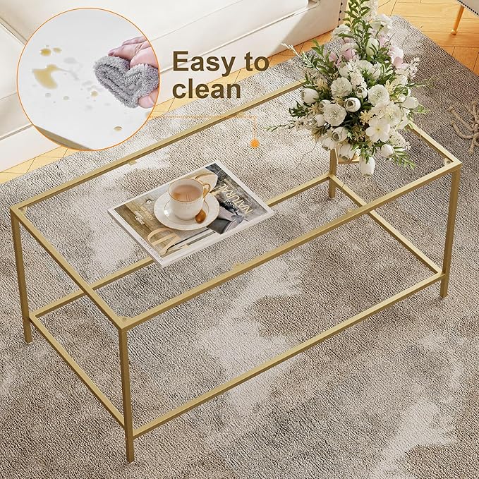 Glass Coffee Table, Modern Rectangular Coffee Table - Image 6