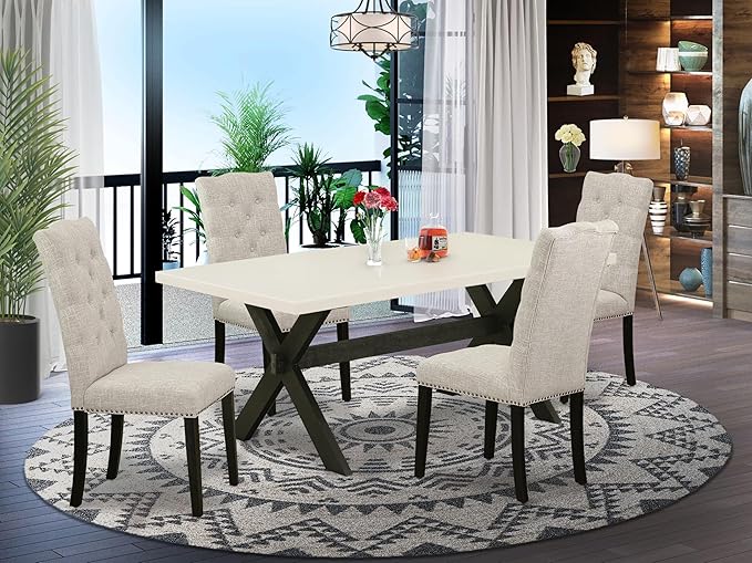 East West Furniture X627EL635-5 5 Piece Dining Room Table Set Includes a - Image 2