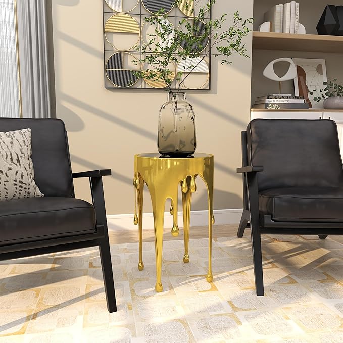 Deco 79 Aluminum Metal Abstract Melting Drip Accent Table - Image 9