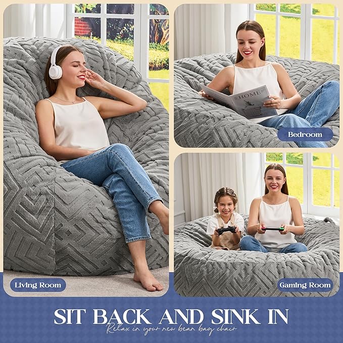 Hobestluk Bean Bag Chairs Adults Beanbag Chair - Image 5