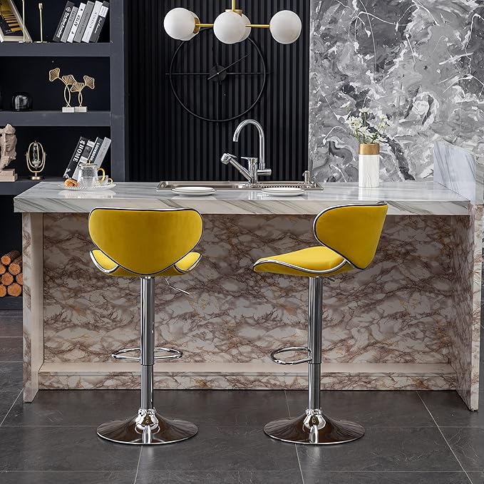 Roundhill Furniture Masaccio Velvet Upholstered Adjustable Swivel Barstool - Image 6