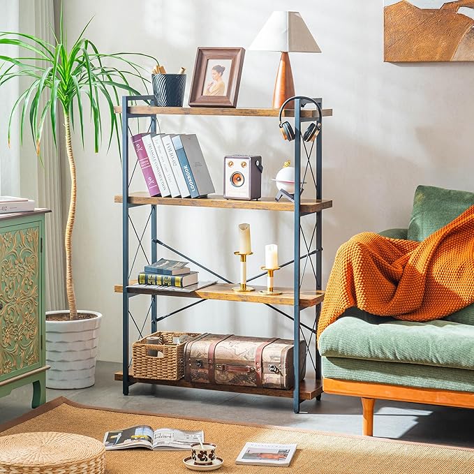 Bookshelf, 4 Tier Bookshelf, Tall Bookcase - Image 2