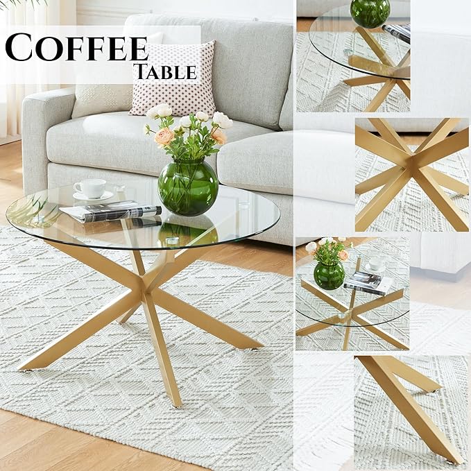 Round Glass Coffee Tables for Living Room, Home Office, Modern & Simple Center - Image 5