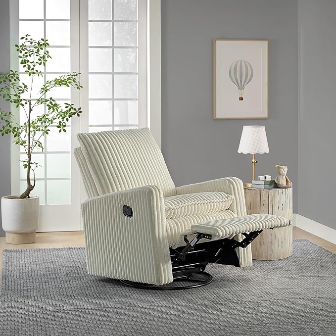 Oxford Baby Uptown Upholstered Swivel Glider and Recliner Nursery Chair - Image 4