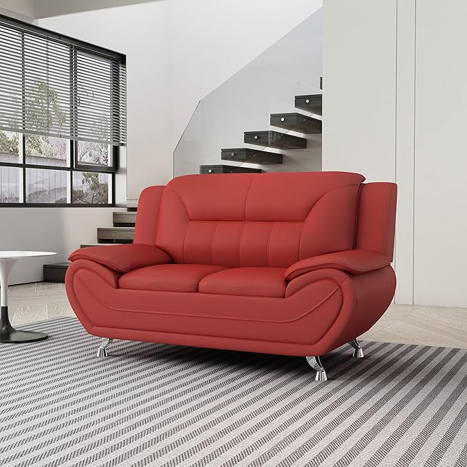 Container Furniture Direct Michael Modern Faux Leather Upholstered Stainless - Image 5