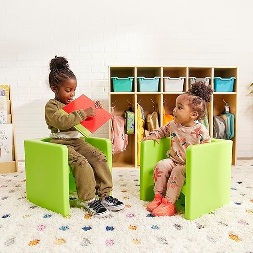 ECR4Kids Tri-Me Table and Cube Chair Set, Lime Green - Image 10
