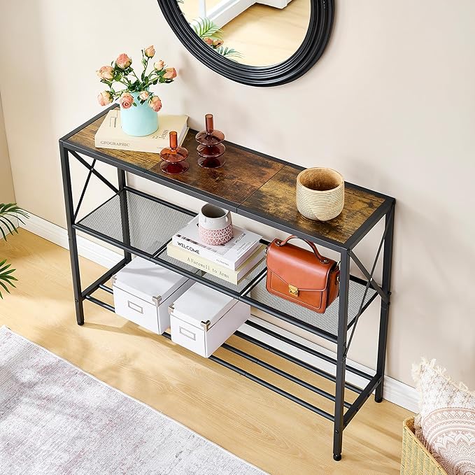Hoctieon Industrial Console Table, 3 Tier Entryway Table, Hallway Table - Image 8