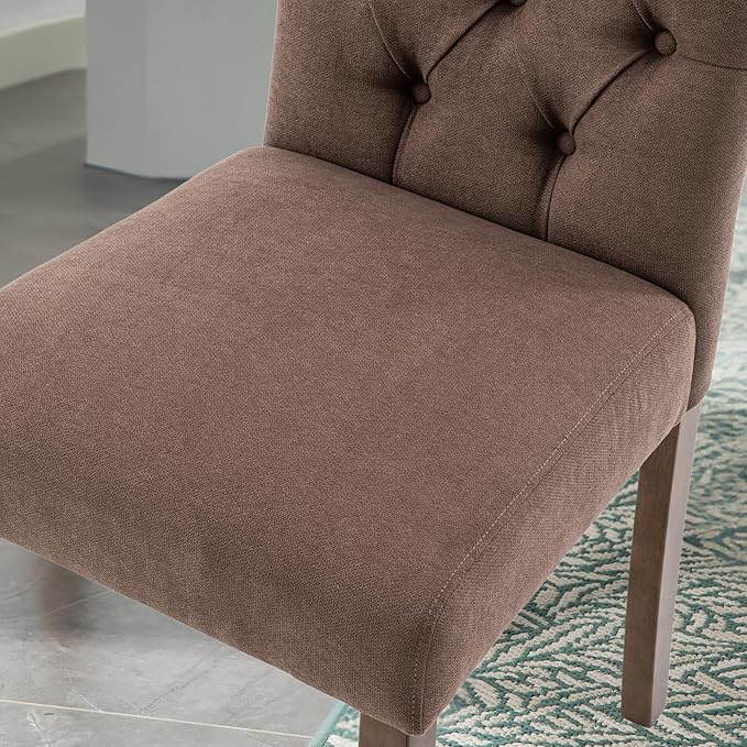 Tufted Upholstered Parsons Dining Chair Set Fabric Diner Accent Stylish Modern - Image 9