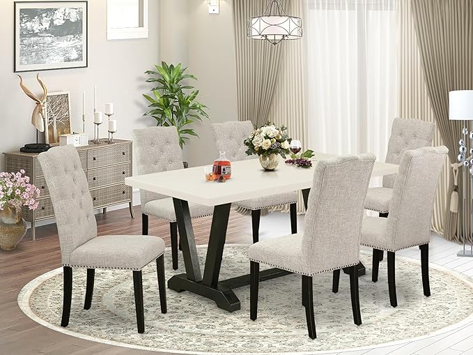East West Furniture V627EL635-7 7 Piece Kitchen Table Set Consist of a - Image 2