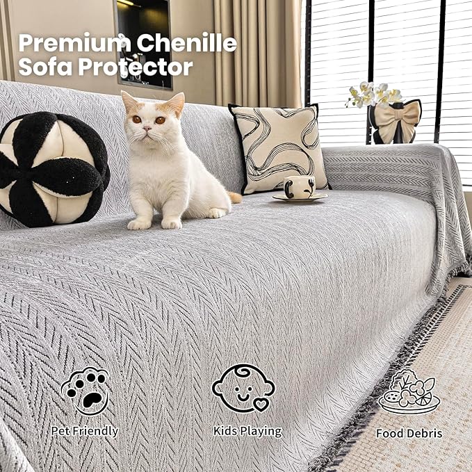 Nobildonna Sofa Cover Washable Soft Thicken Chenille Couch Cover - Image 2