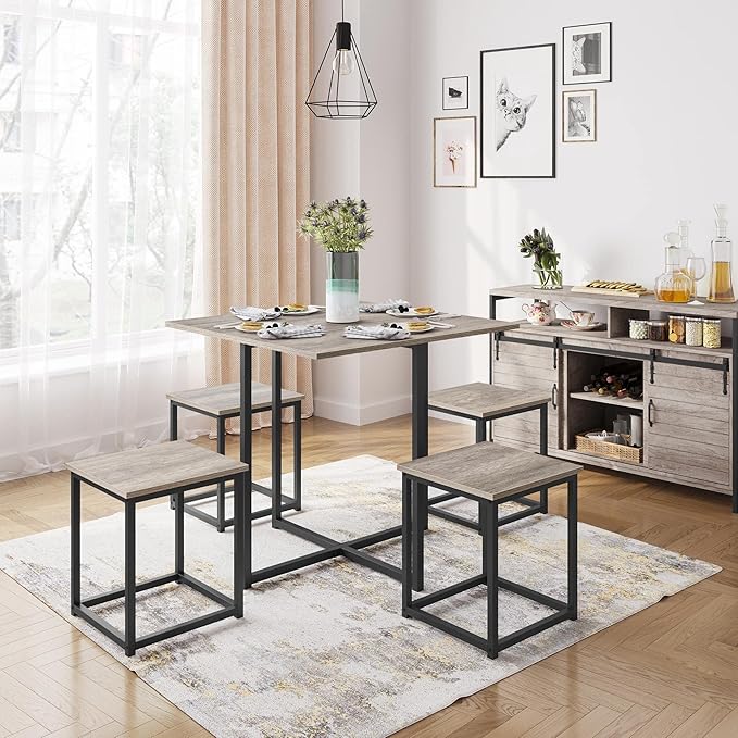 Yaheetech Dining Table Set for 4 Industrial Kitchen Table - Image 2