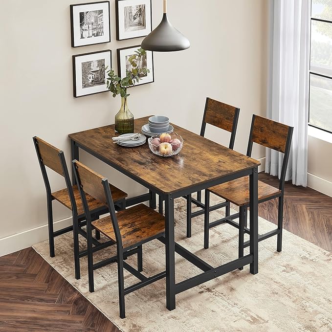 VASAGLE Dining Chair Set of 2, Rustic Wood Chairs - Image 3