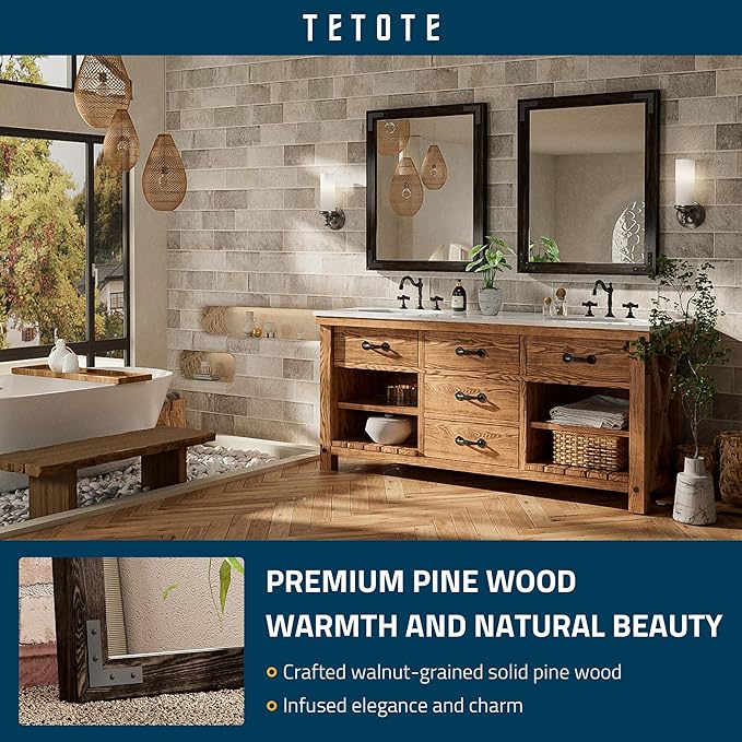TETOTE 24 x 32 Black Wood Framed Mirror - Image 3