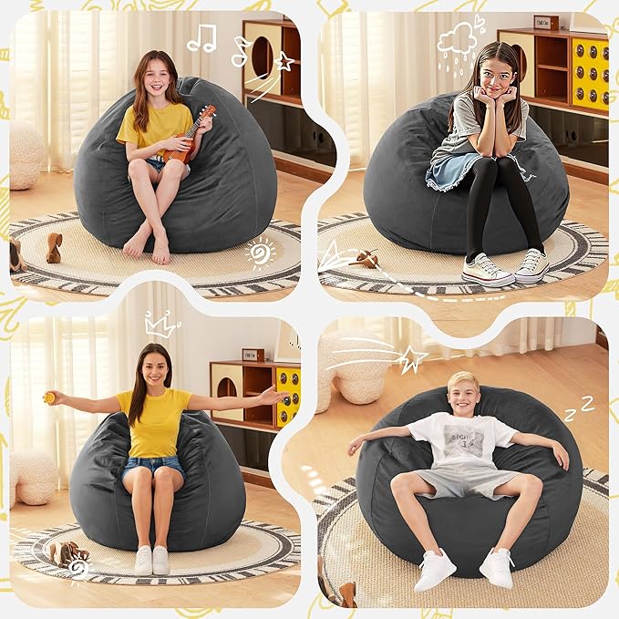 HABUTWAY 2FT Bean Bag Chair, Teardrop Bean Bag Chair Luxurious Velvet Ultra - Image 6