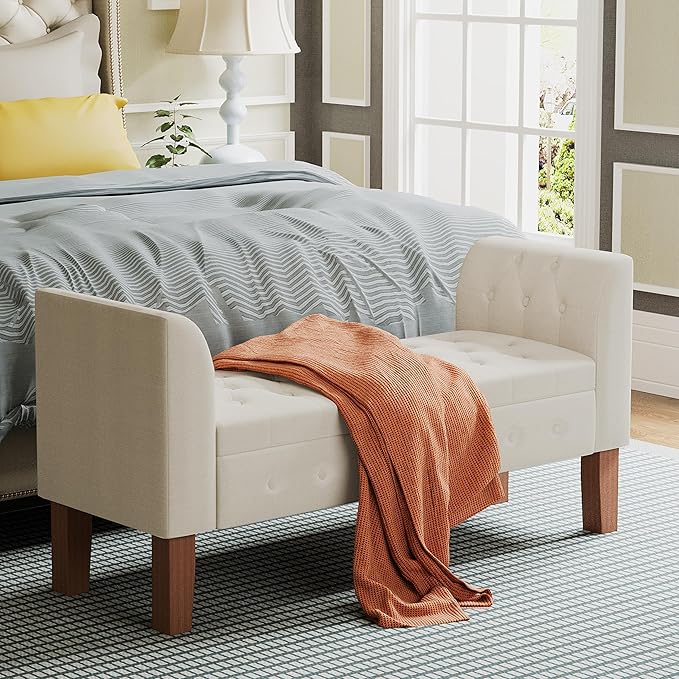 Awonde Storage Bench for Bedroom End of Bed Button Tufted Upholstered Bench by YongchuangInternational