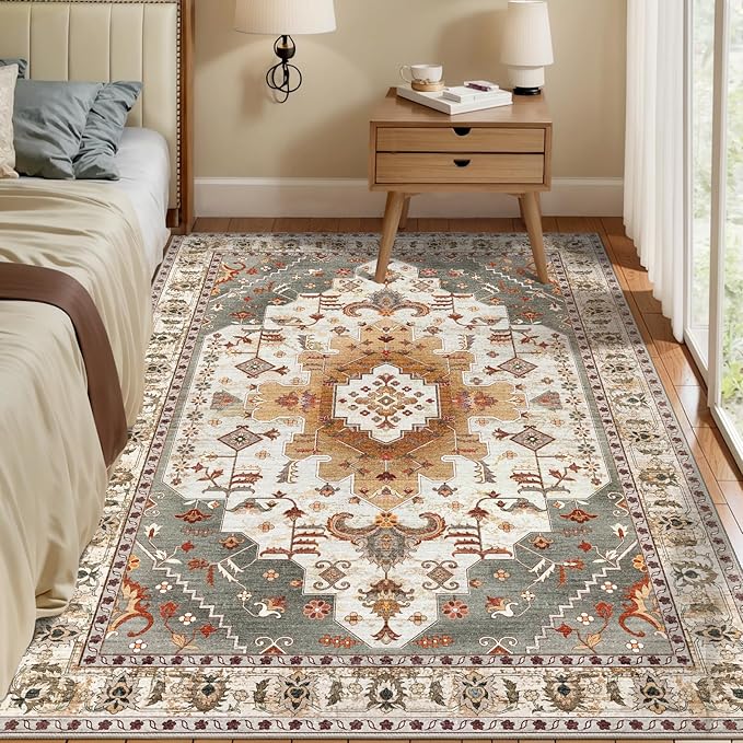 Tangsoo Area Rug 3x5 Bedroom Rug, Washable Vintage Rugs Indoor, Non Slip Accent by Tangsoo