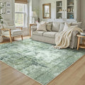 5x7 Washable Area Rug Dark Green Modern Neutral Abstract Living Room Bedroom by WondRg