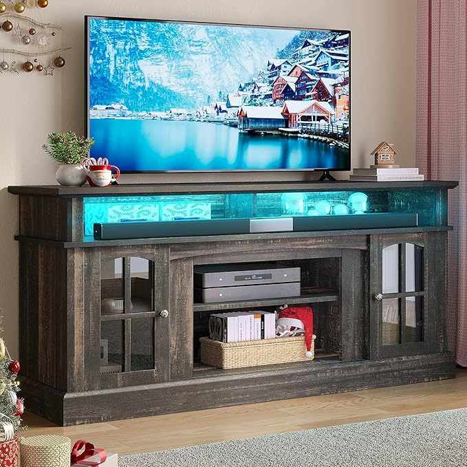 YITAHOME LED Farmhouse TV Stand by YITAHOME