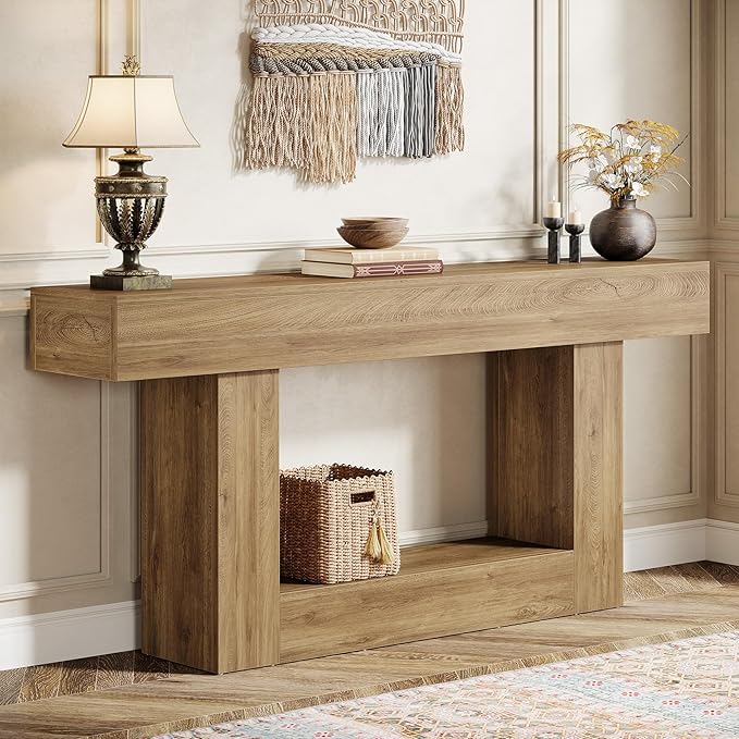 Tribesigns 63" Console Table, Farmhouse 2-Tier Entryway Table by Tribesigns