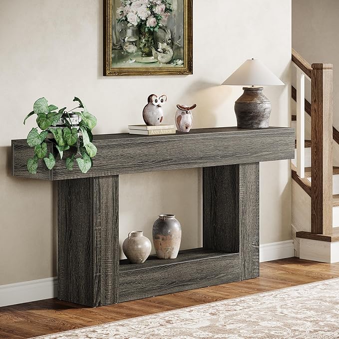 Tribesigns 63" Console Table, Farmhouse 2-Tier Entryway Table - Image 5