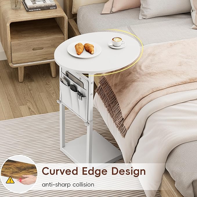 Vagusicc C Shaped End Table, Adjustable Height Small Side Table - Image 4