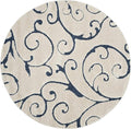 SAFAVIEH Florida Shag Collection 4' Round Cream/Blue SG455 Scrolling Vine by SAFAVIEH