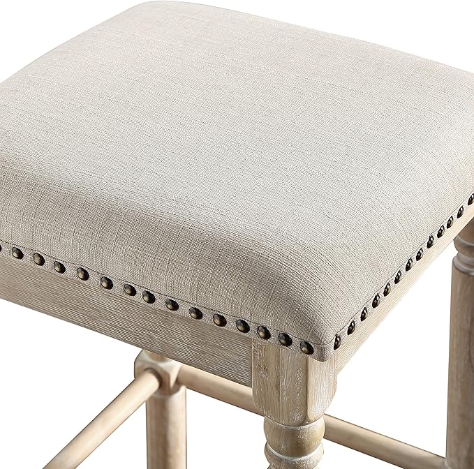 Roundhill Furniture Arnhem Wood Upholstered Swivel Counter Height Stools - Image 3
