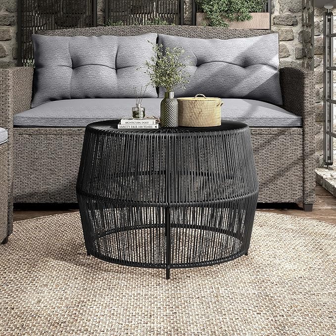 Muse & Lounge Co. Ysar Boho Rattan Round Coffee Table Outdoor - Image 5