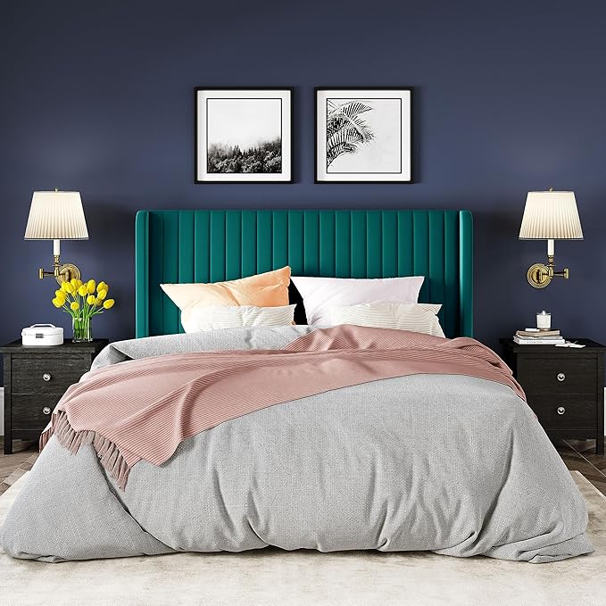 Allewie Full Size Bed Frame/Velvet Upholstered Platform Bed/Vertical Channel - Image 3