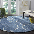 SAFAVIEH Florida Shag Collection 6'7" Round Light Blue/Cream SG455 Scrolling by SAFAVIEH
