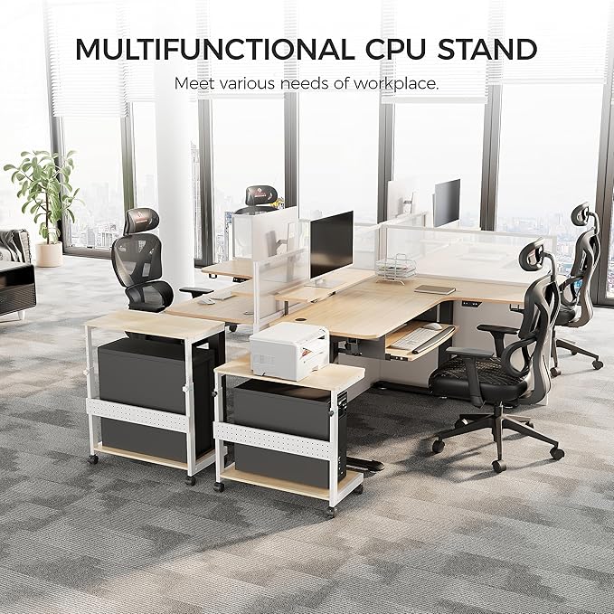 EUREKA ERGONOMIC PC Stand Computer Cart, Height Adjustable Tower Stand 2-Tier - Image 3