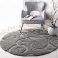 SAFAVIEH Florida Shag Collection 11' Round Grey SG455 Scrolling Vine Graceful by SAFAVIEH