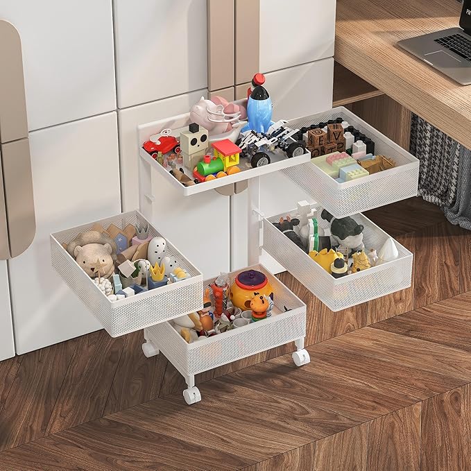 Fruit Basket for Kitchen No Assembly, Rolling Rotating Storage cart, Bathroom - Image 4