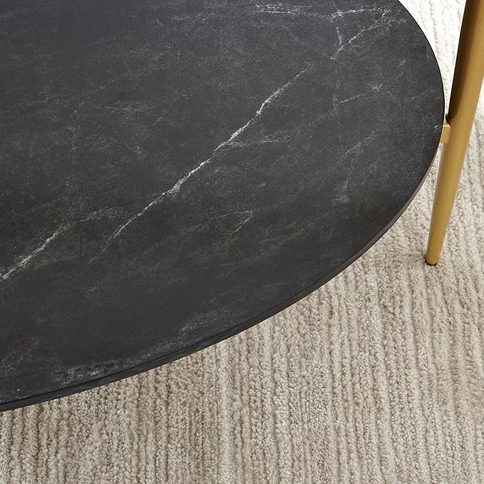 Oval Glass Coffee Table, Mid-Century Modern Design, L43 x W22 x H17 inch - Image 8