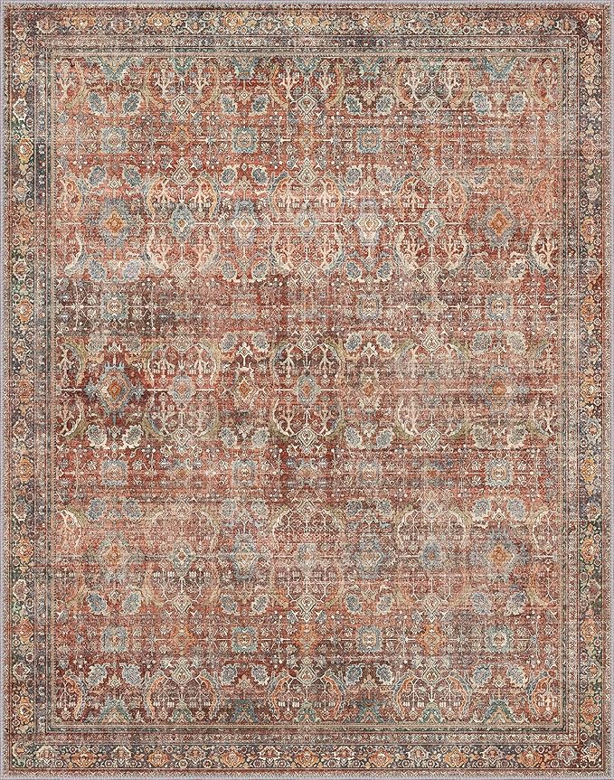 GENIMO 9x12 Area Rugs for Living Room, Machine Washable Non Slip Vintage Rugs - Image 8