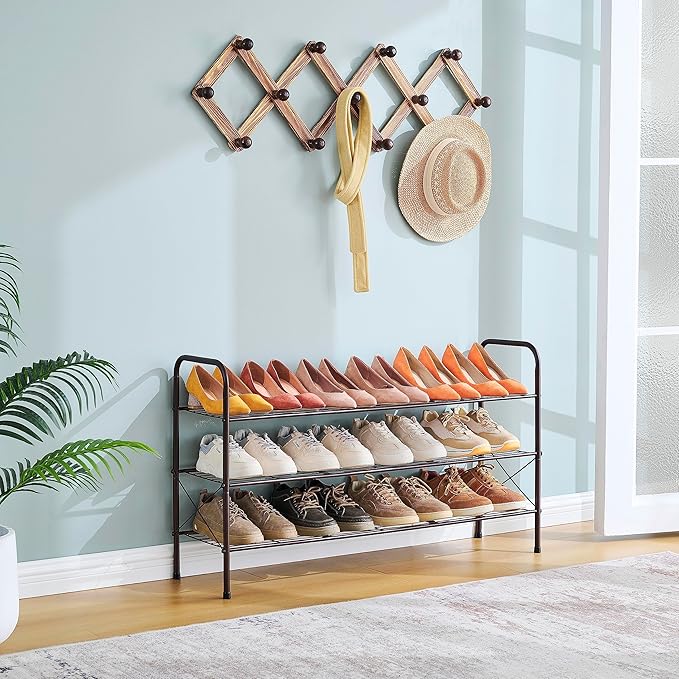 Hoctieon 3 Tier Mesh Style Shoe Rack, Entryway Shoe Shelf, Shoe Storage - Image 7