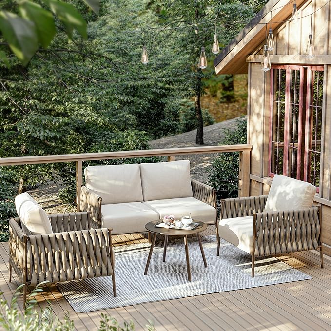 EAST OAK 4-Piece Patio Furniture Set | Life Chatter Outdoor Furniture | Coffee by EASTOAK