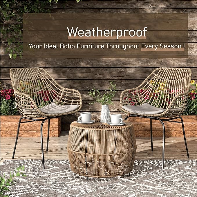 Muse & Lounge Co. Ysar Boho Rattan Round Coffee Table Outdoor - Image 8