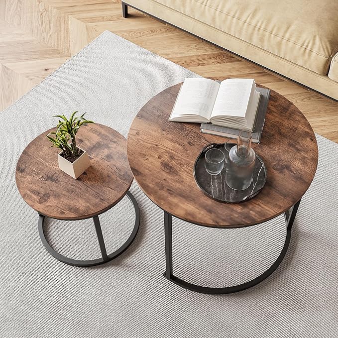 Small Coffee Table Living Room, Metal Frame by HOJINLINERO