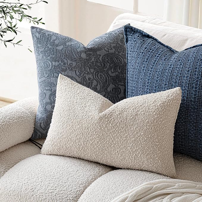 Foindtower Pack of 2 Textured Boucle Throw Pillow Covers Accent Solid Lumbar - Image 6