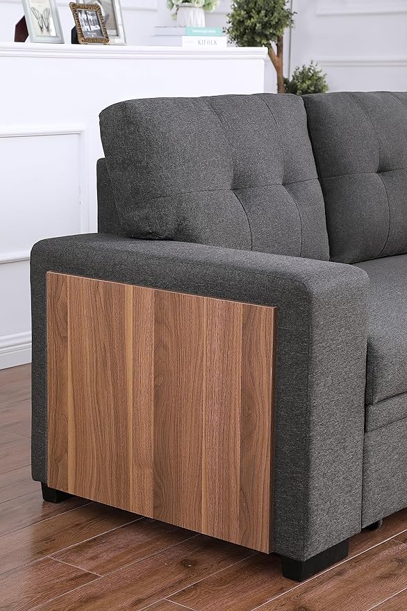 Ball & Cast L-Shape Reversible Sectional Sleeper Sofa Bed 4 in 1 Pull Out Couch - Image 10