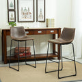 Roundhill Furniture Lotusville Vintage PU Leather Barstools, Antique Brown by RoundhillFurniture