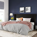 Allewie King Size Velvet Bed Frame/Vertical Channel Tufted Wingback by Allewie