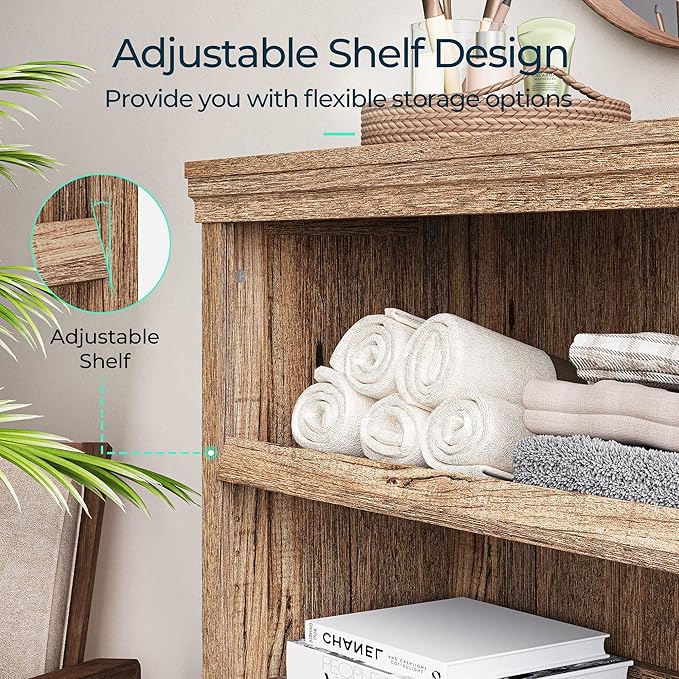 LINSY HOME 3-Tier Bookcase Display Storage Shelves Farmhouse Bookshelf - Image 6