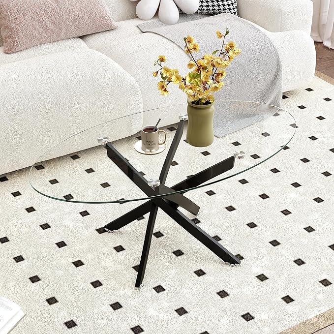 Oval Coffee Table Modern Living Room Table - Image 4
