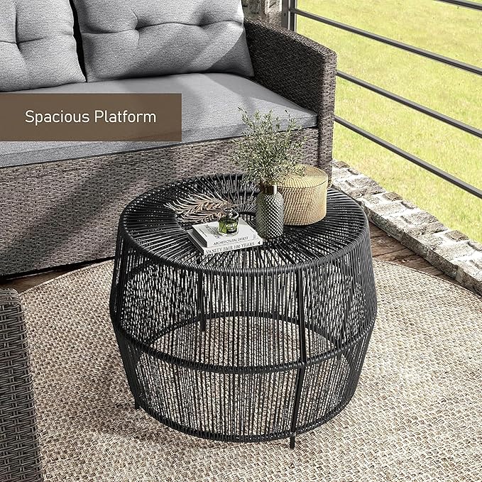 Muse & Lounge Co. Ysar Boho Rattan Round Coffee Table Outdoor - Image 9